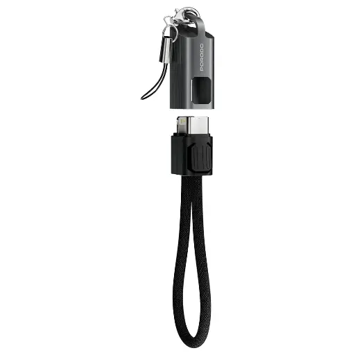 [PDCBL0048BK] Porodo Chargeloop Keychain Data Cable USB-C to Lightning - Black
