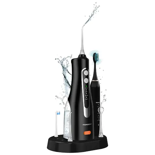 [PDLSTC2254] Porodo Lifestyle Ultimate Oral Care Duo Electric Toothbrush & Water Flosser Combo - Black