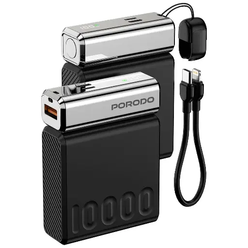 [PDPBFCH088BK] Porodo Chrome Volt 10000mAh Power Bank - Black