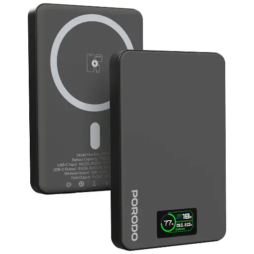 [PDPBFCH085DG] Porodo 10000mAh MagSafe Power Bank - Dark Gray