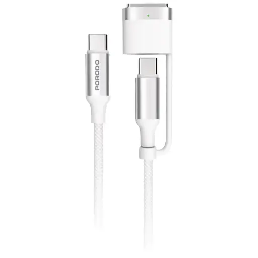 [PDCBL0039WH] Porodo 2-in-1 Cable MagSafe 3 Charging Cable with USB-C to USB-C - White