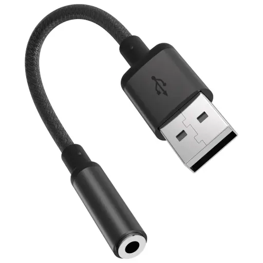[PDCBL0041BK] Porodo Audiolink Female 3.5mm to USB-A Audio Jack Adapter - Black