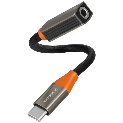[PDETK16BKOG] محول بورودو AudioLink من USB-C إلى جاك صوت 3.5 مم - أسود وبرتقالي