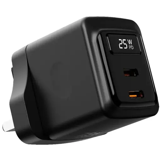 [PDFWCH079BK] Porodo GaN 25W Dual USB-C Wall Charger - Black
