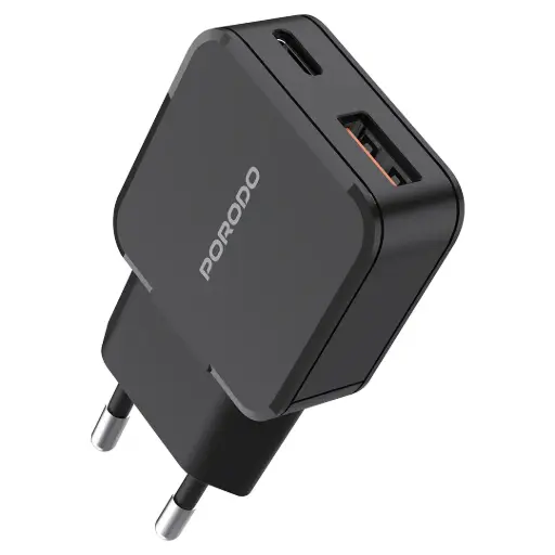 [PDPA20WBK] Porodo Dual-Port Mini Wall Charger PD 20W - Black