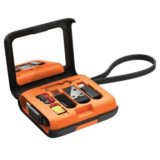 [PDS0013OG] طقم كابل بيانات متعدد الوظائف للسفر من Porodo – برتقالي