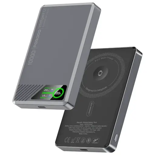 [PDPBFCH095GY] Porodo SlimMag 10000mAh Magnetic Power Bank - Gray