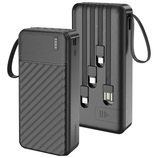 [PDPBJ34BK] Porodo Piano 20000mAh Power Bank with Integrated Cables - Black