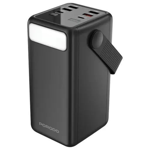 [PDPBJ281BK] Porodo Lara 50000mAh Power Bank with Integrated Cables & Flashlight - Black