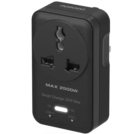 [PDUKAUN01DBK] Porodo Velocitas Universal AC Wall Socket - Black