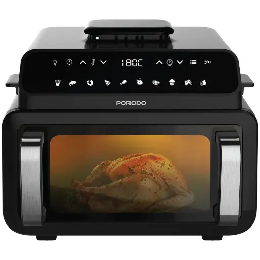 [PDAF1015BK] Porodo Lifestyle Flexi Cook Pro Indoor Grill, Pizza Oven, Air Fryer - Black