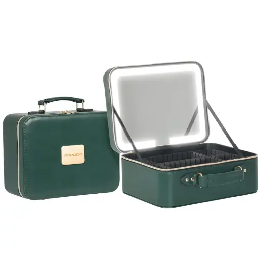 [PDLFSTMB12GN] Porodo Lifestyle Travel Makeup Bag with Detachable LED Mirror - Green