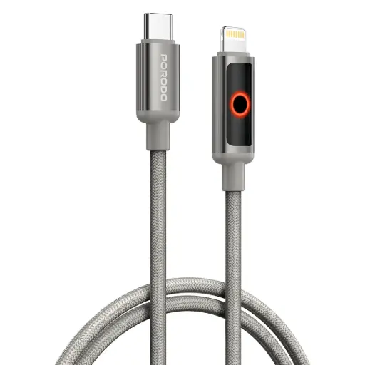 [PDCBL0046GY] Porodo ChargeLite USB-C to Lightning High-Speed Charging Cable - Gray