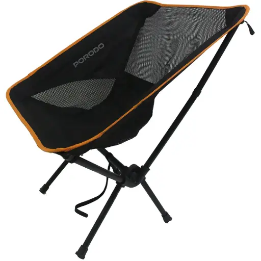 [PDLFSTMG01PBK] Porodo Lifestyle Mesh Fabric Comfort Camping Chair with Handy Storage Pouch - Black