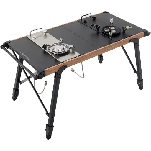 [PDLFST219BK] Porodo Lifestyle Cooking Set Dual Stove Camping Table - Black
