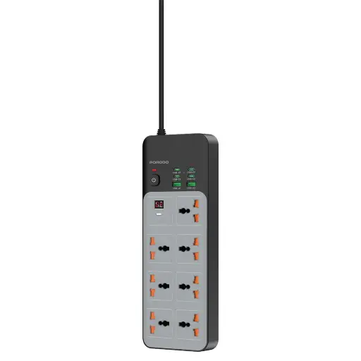 [PDFWCH099GY] بورودو ٣٠٠٠ واط | شريط طاقة عالمي ٧ تيار متردد مع ٦ منافذ USB (٤ تيار متردد + ٢ أمبير) - رمادي