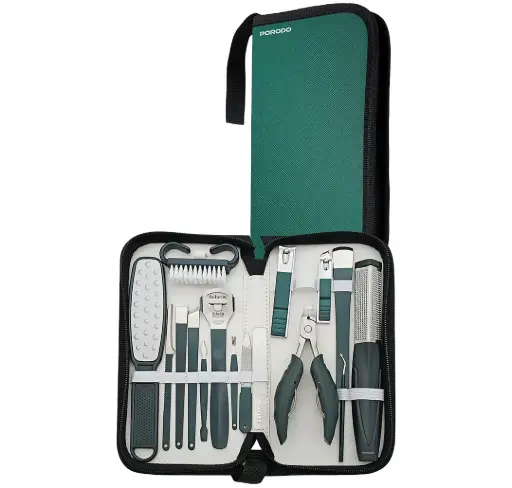 Porodo 16-In-1 Portable Nail Clipper Set for Manicure & Pedicure
